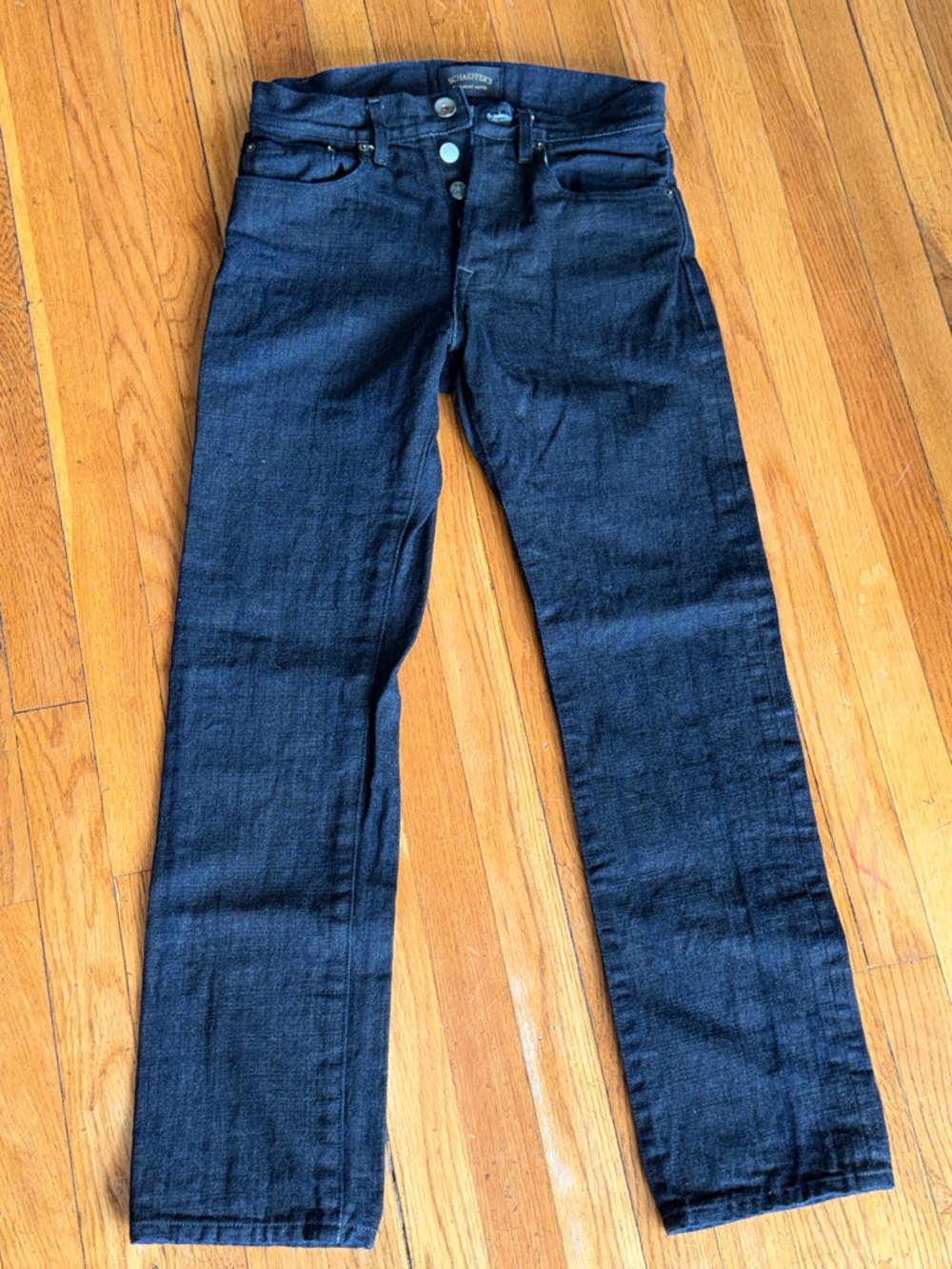 Schaeffers Garment Hotel waxed dark blue denim handmade in Hollywood jeans 29